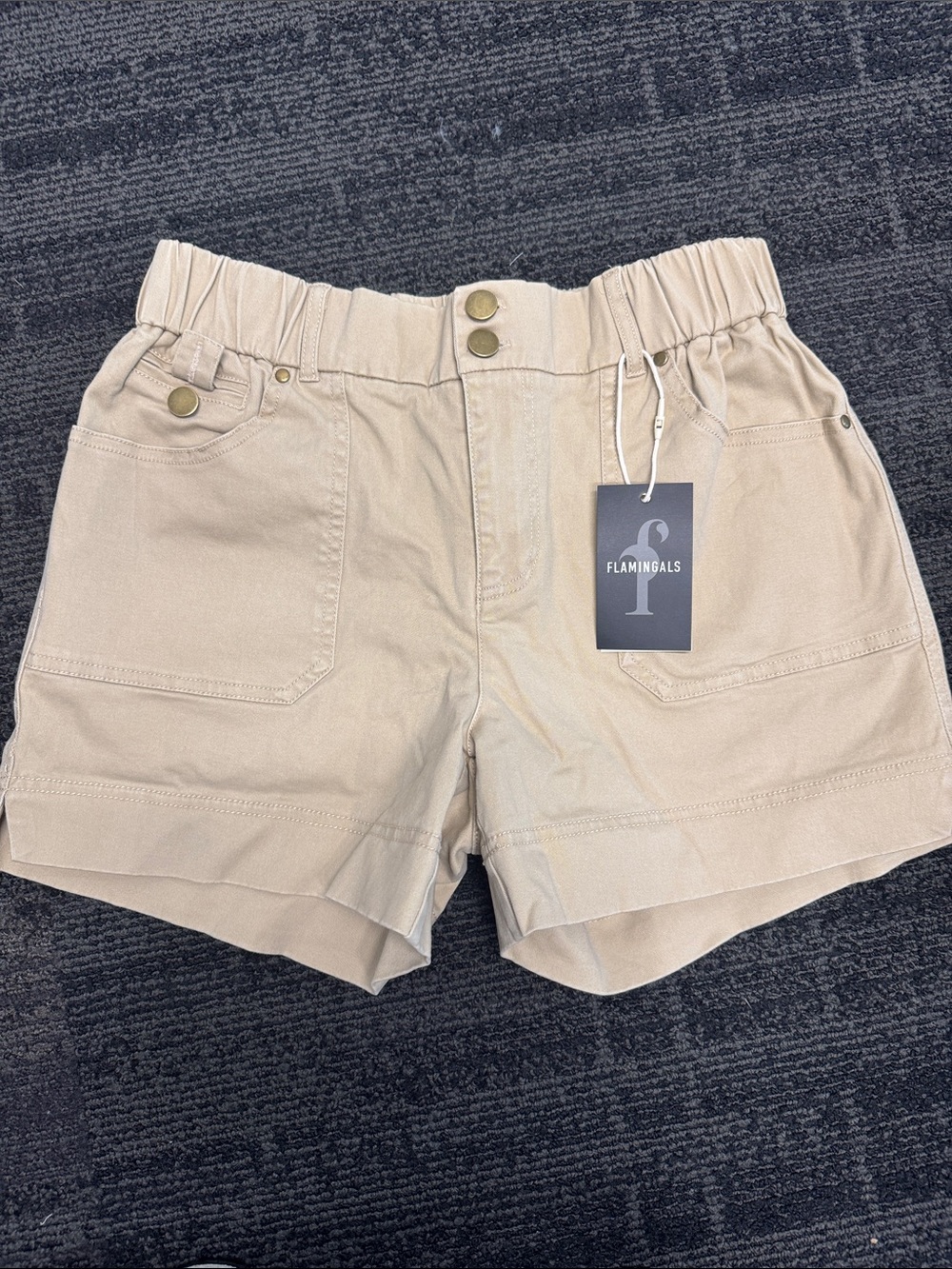 Flamingals Women's Tan Utility Bermuda Shorts